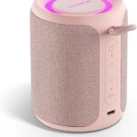 Bluetooth Speaker Wireless,IP67 Waterproof & Dustproof Portable Speaker with Lights,15W Loud Stereo Sound, 2500mAh Battery All Day Playtime, TWS Pairing, BT5.3, Home/Party/Outdoor/Beach (Pink)