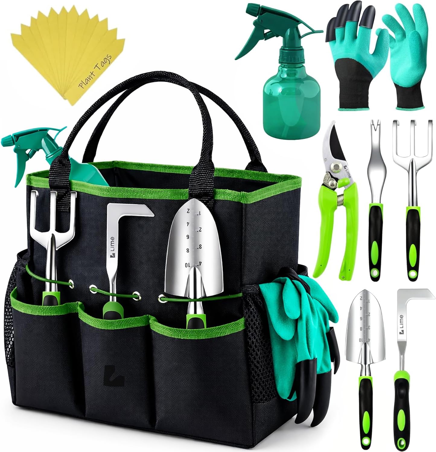 71nCRV+AxFL._AC_SL1500_ Heavy Duty Gardening Tools - Gardening Gifts for Women, Men, Mom, Dad - Durable, Ergonomic Garden Tools Set (Green) - Image 1